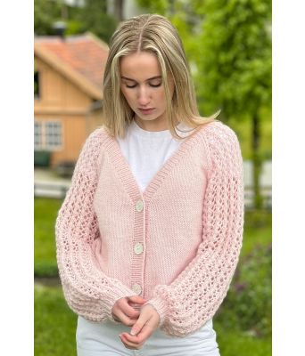 Perlepuff cardigan aprikosfarget - Strikkose 005-359B