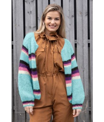 Turkis Dandelion cardigan med striper og raglan - Belfilato 130