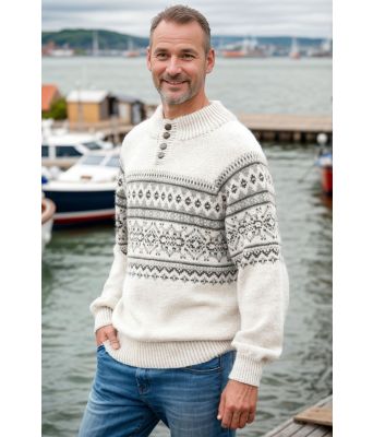 Naturhvit Filipgenser med grått mønster - DLG 142-SU340034033405