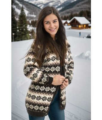 Klassisk lang strikkejakke - Viking 1502-4B