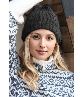 Strikket unisex lue med ribb mønster - DLG 190