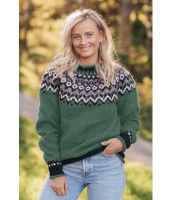 Grønn riddari strikkegenser - Istex 91002 Lagunegrønn / Lagoon heather