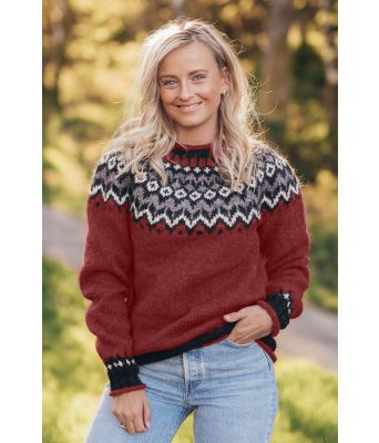 Mursteinsrød riddari genser - Istex 91002 Brick heather