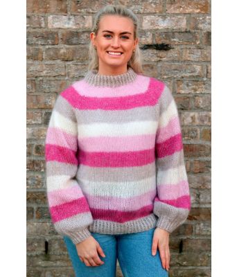 Sukkerspinn stripete strikkegenser - 2020-002