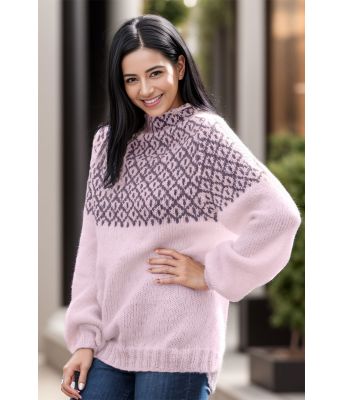 Lys lilla Glød genser med lilla mønster - Viking 2022-3-367&369