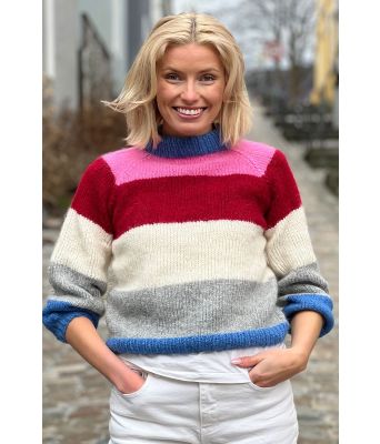 Ophelia sweater stripete strikkegenser - Strikkia 2023-010
