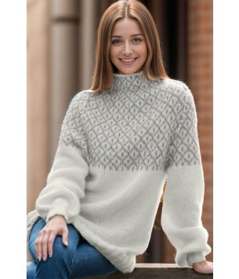 Perlegrå Glød genser med grått mønster - Viking 2023-3-312&313