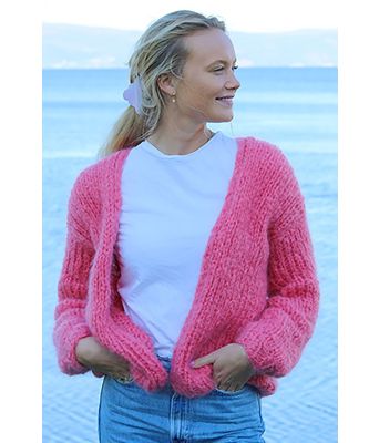 Stella cardigan i korallfarge - Strikkia 2024-006-562B