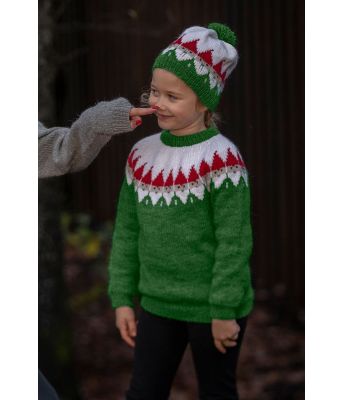 Grønn nissegenser og nisselue til barn - Viking 2032-5C