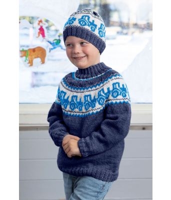 Traktorgenser strikkegenser til barn med traktor - Viking 2110-05E