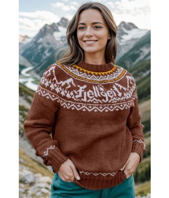 Fjellgeitgenser rustbrun med gult mønster - DLG 22-005-SU34383458