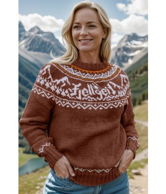 Rustbrun Fjellgeitgenser med safrangult mønster - DLG 22-005-SU34383416