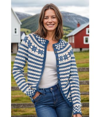 Blå Fanakofte med rundfelling - Viking 2207-1-525502