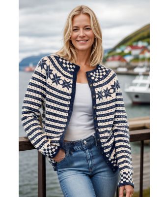 Marineblå Fana kofte med rundfelling - Viking 2207-1-526500