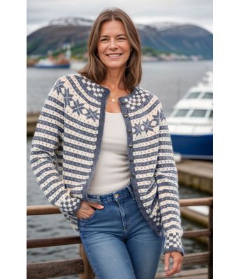 Fanakofta med rundfelling jeansblå - Viking 2207-1-527500