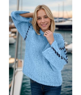 Isblå Stellas stitch sweater - Belfilato 23-041-4794545563
