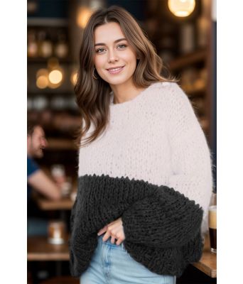 Twotone sweater med svart bunn - Belfilato 24-005-40090