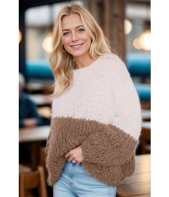 Twotone sweater kamelbrun - Belfilato 24-005-42271