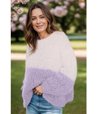 Twotone sweater lys lavendel - Belfilato 24-005-47919