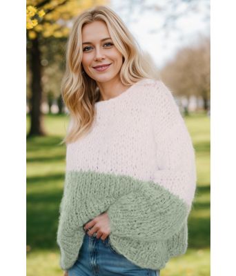 Jadegrønn Twotone sweater - Belfilato 24-005-47936