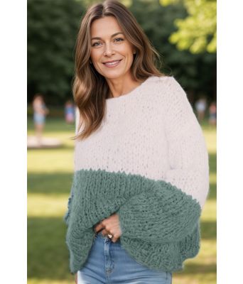 Twotone sweater mørk jadegrønn - Belfilato 24-005-47941