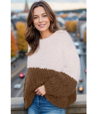 Sjokoladebrun Twotone sweater - Belfilato 24-005-47943