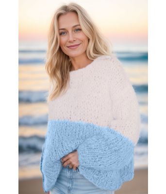 Lyseblå Twotone sweater - Belfilato 24-005-47945