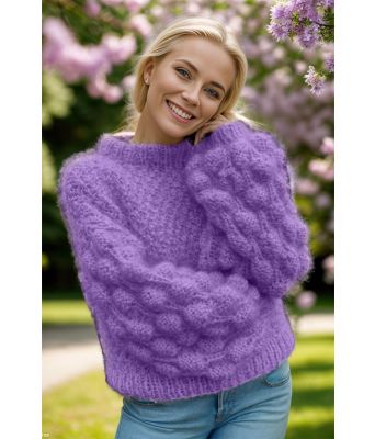 Bubblecrush sweater i lavendel - Belfilato 24-007-47954