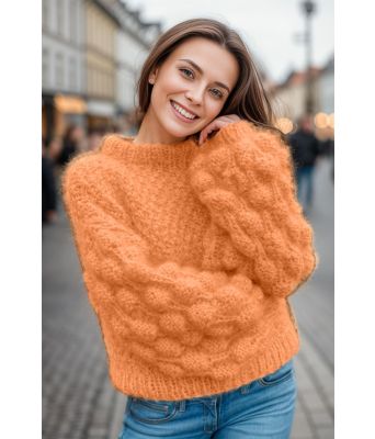 Bubble crush sweater i honningmelon - Belfilato 24-007-47955