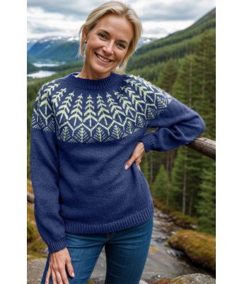 Marineblå Skogsgenser med grønt mønster - DLG 24-008-SU34063462