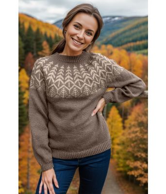 Brunmelert Skogsgenser med beige mønster - DLG 24-008-SU34883485