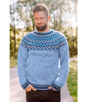 Lyst blå riddari genser med blått mønster - Istex 91002