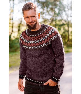 Brun riddarigenser med rustfarget mønster - Istex 91002 Sjokoladebrun