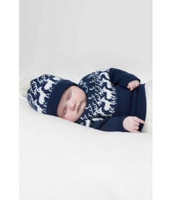 Babysett med elgmotiv genser bukse lue og sokker - Viking 1404-14