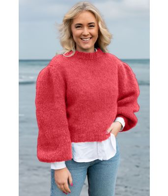 Korallfarget Chunky misty genser - Belfilato 23-009-44017