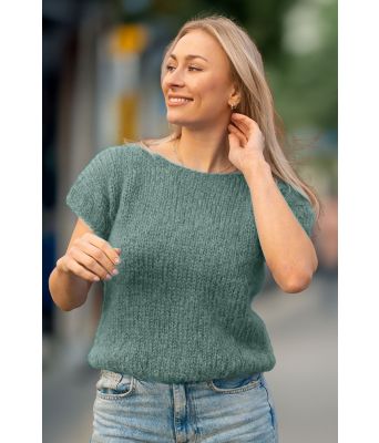 Fluffy t-shirt i mørk jadegrønn - Belfilato 23-012-47941