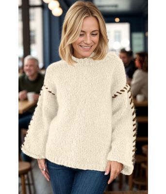 Naturhvit Stellas stitch sweater - Belfilato 23-041-4002047943