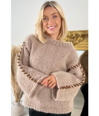 Stellas stitchgenser i beige - Belfilato 23-041-43041C