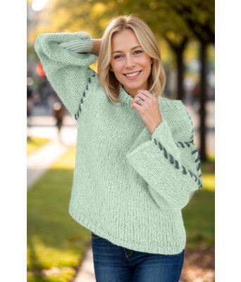 Mintgrønn Stellas stitch genser - Belfilato 23-041-4793647941