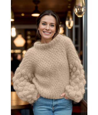 Bubble crush -sweater i beige - Belfilato 24-007-43041B