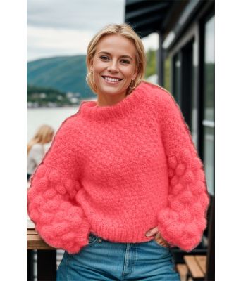 Korallfarget Bubble crush sweater - Belfilato 24-007-44017