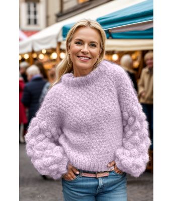 Bubble crush genser i lys lavendel - Belfilato 24-007-47919