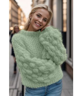 Jadegrønn Bubblecrush sweater - Belfilato 24-007-47936