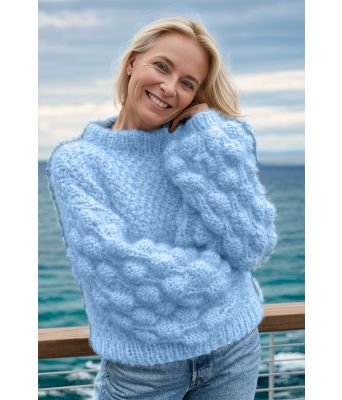 Lyseblå Bubble crush sweater - Belfilato 24-007-47945