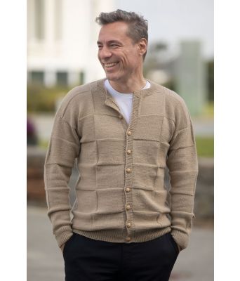 Bond strikkejakke til herre med rutemønster - Viking 2129-8