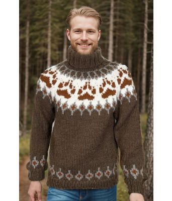 Brun villmarksgenser med rustbrunt mønster - Linka Neumann design VGS0001AA