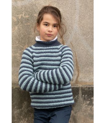Chili stripete blå genser til jente - Viking 2116-02B