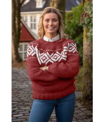 Chunky fanagenser i lys burgunder - Strikkia 2021-031O