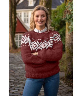 Chunky burgunder fanagenser - Strikkia 2021-031N