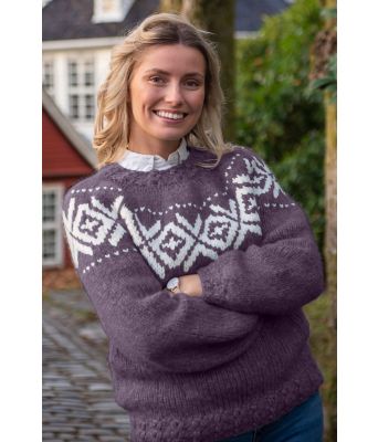 Chunky lilla fanagenser - Strikkia 2021-031F